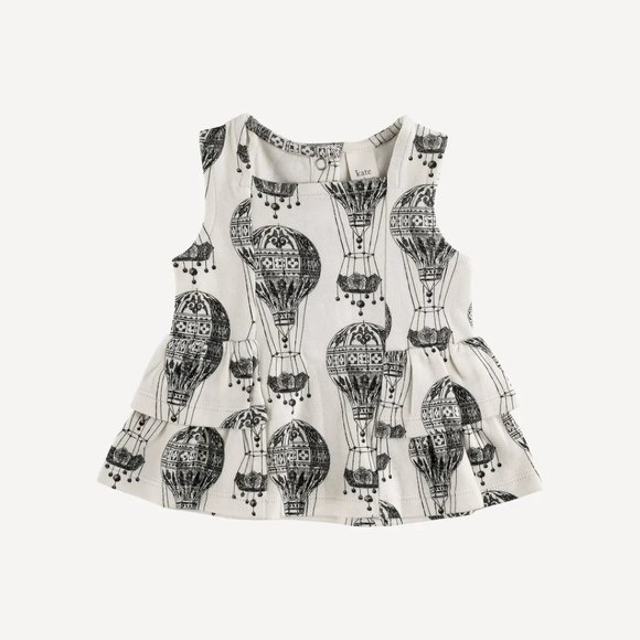 NWT Kate Quinn Hot Air Balloon Sleeveless Double Ruffle Ballerina Top 0-3m - Picture 2 of 6